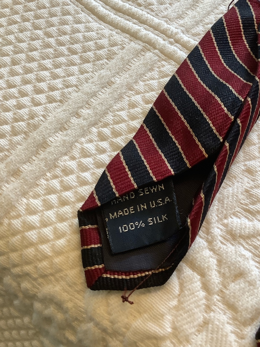 Silk Lands' End Striped Ties in Burgundy, Green & Navy - Picture 6 of 8